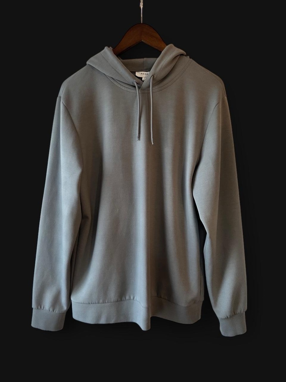 Reiss Fabien Mens Large Slate Gray Pullover Drawstring Hoodie Sweatshirt